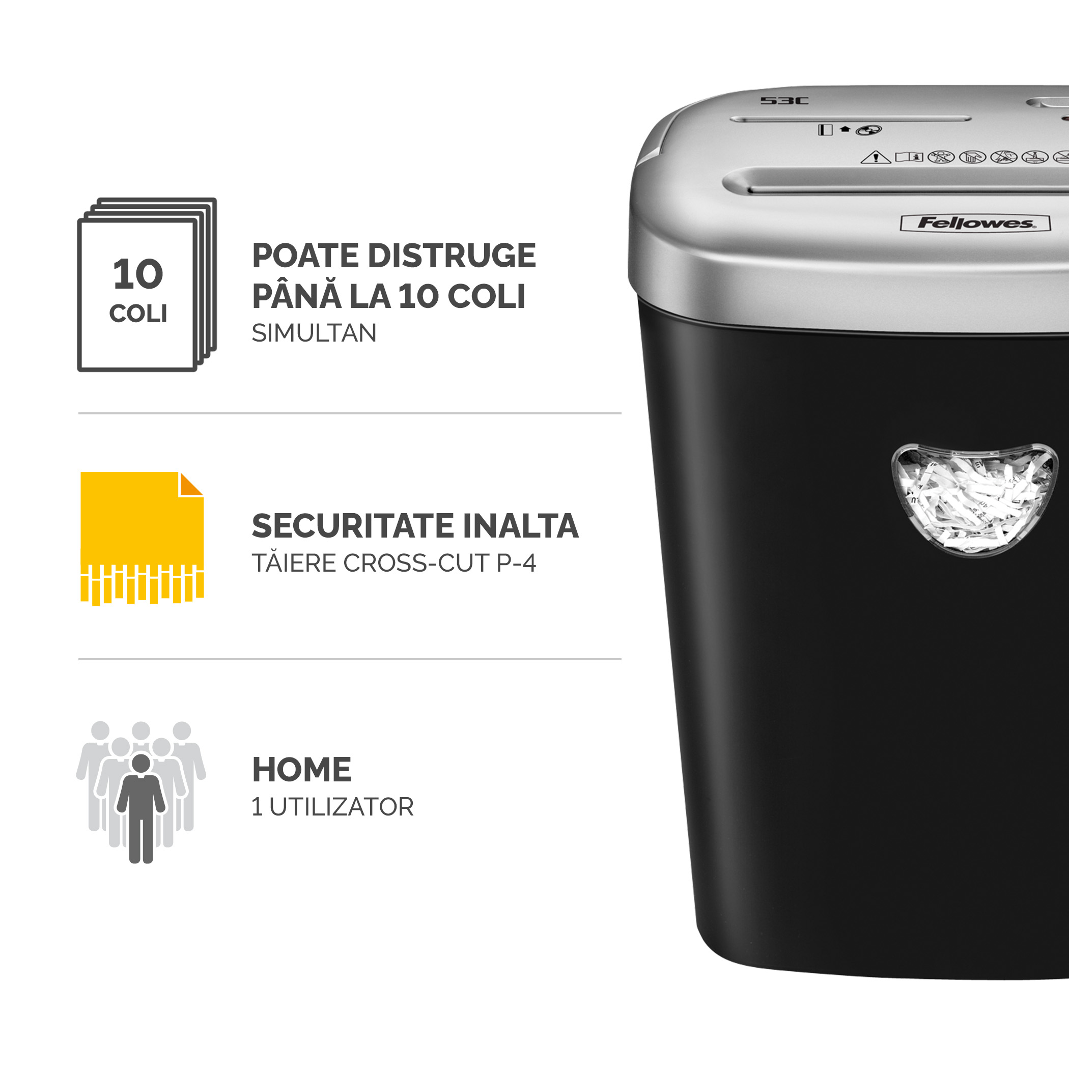 Distrugator Documente 53C Cross-Cut Fellowes