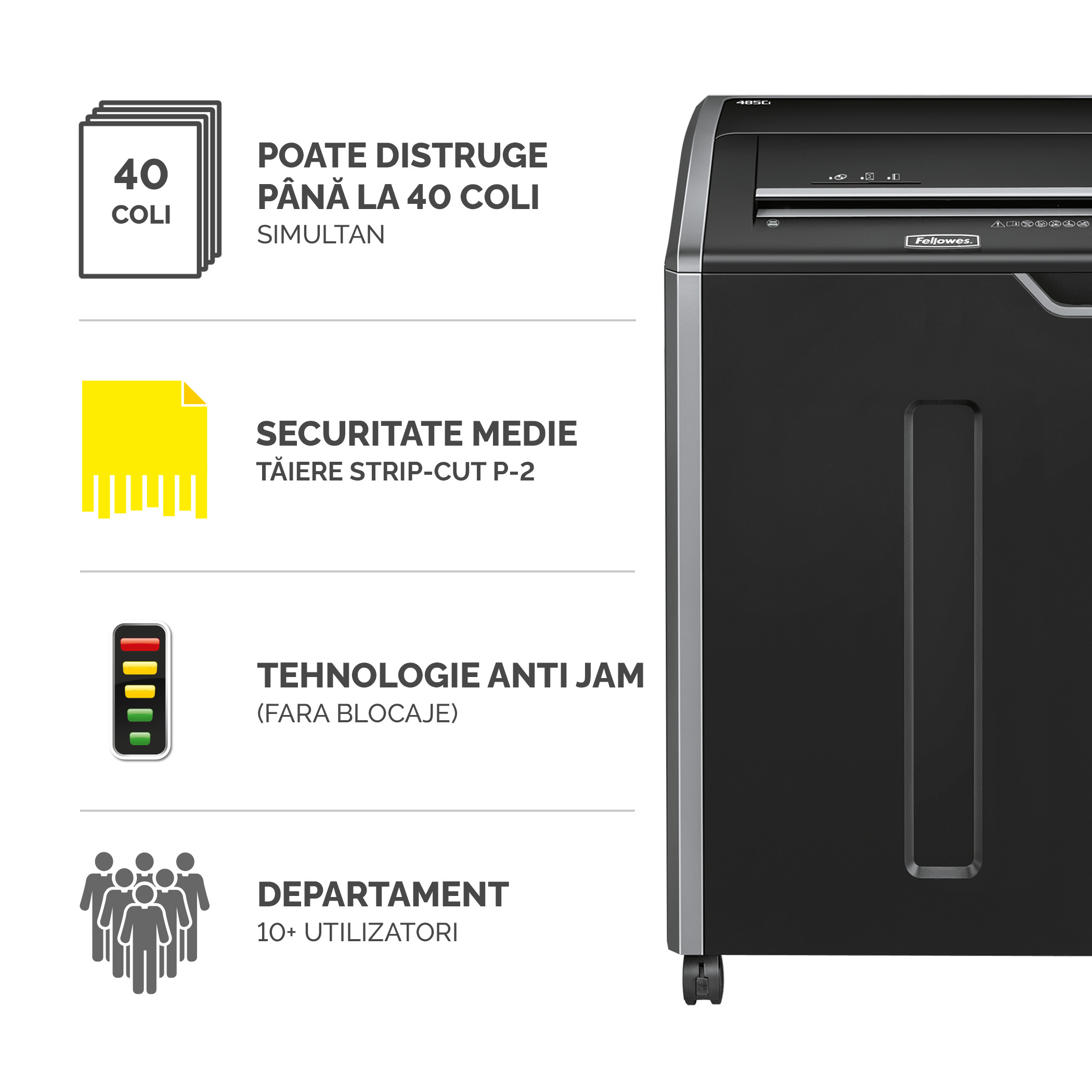 Distrugator Documente 485I Strip-Cut Fellowes