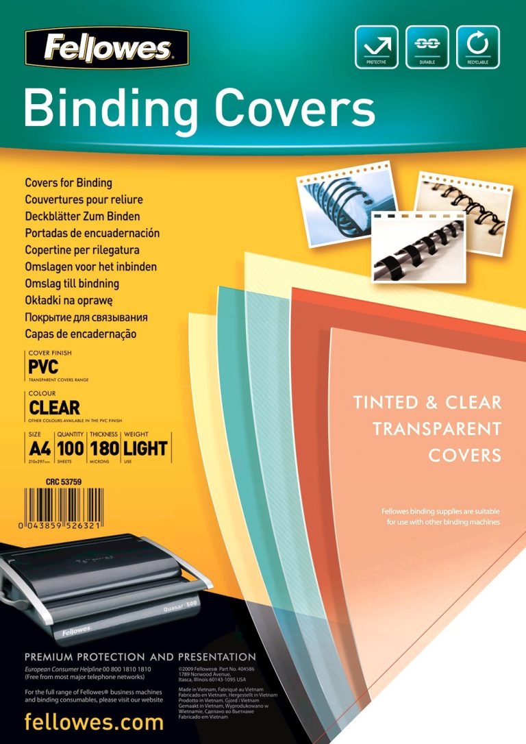 Coperti Plastic A4 180 Microni Transparente 100/Top Fellowes