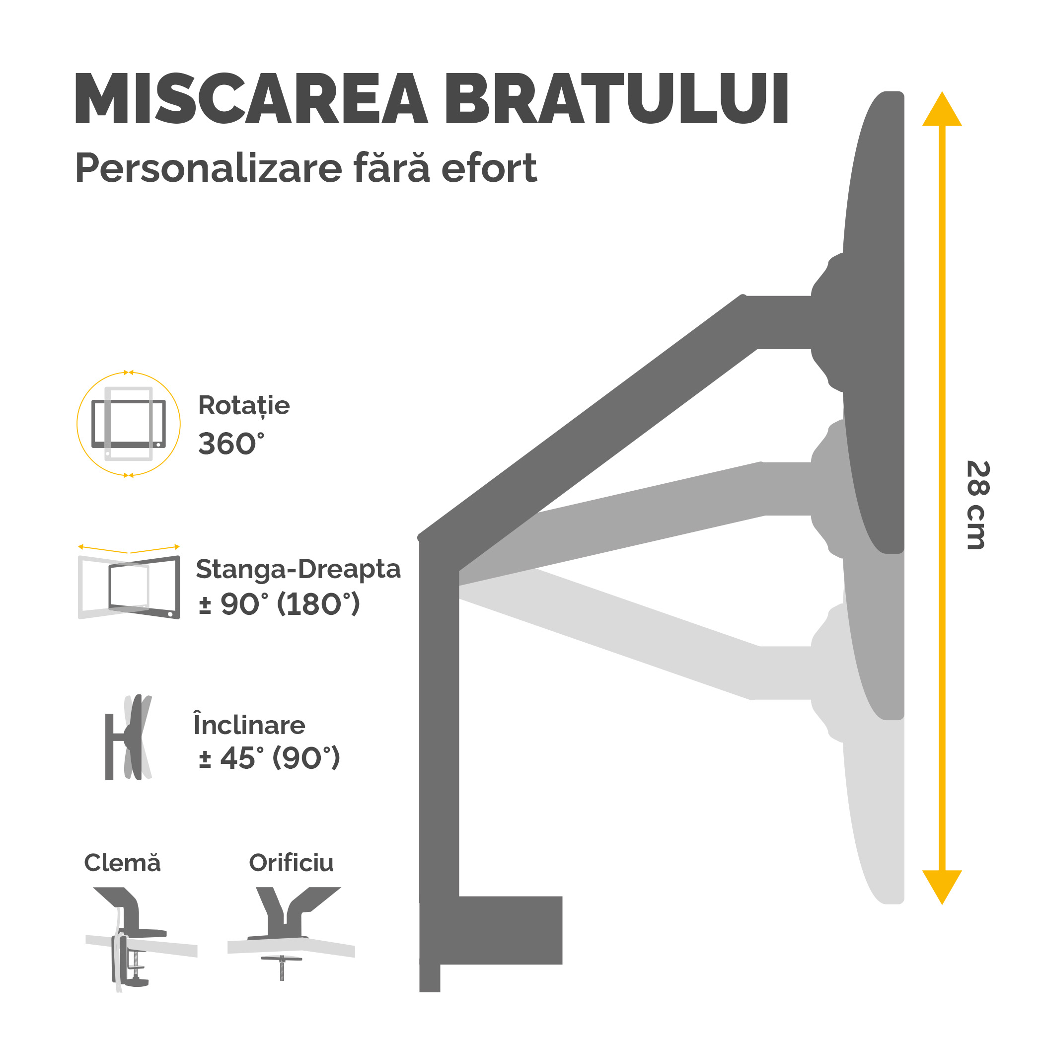 Suport Monitor 2 Brate Alb Platinium Fellowes