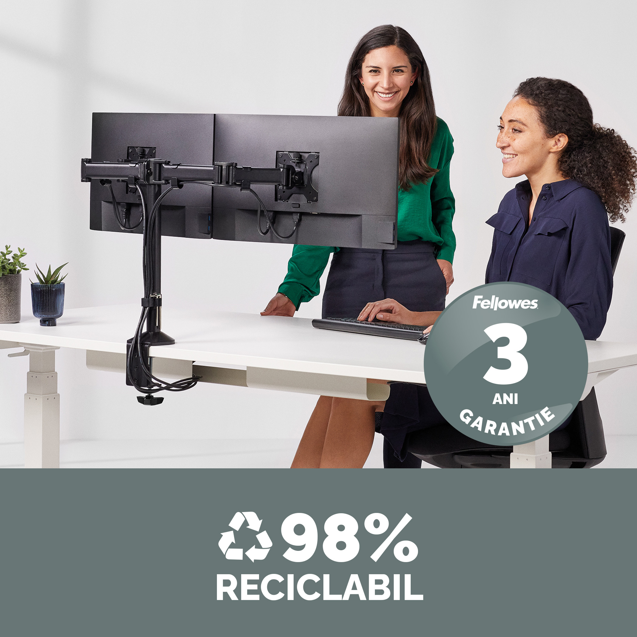 Suport Monitor 2 Brate Reflex Fellowes