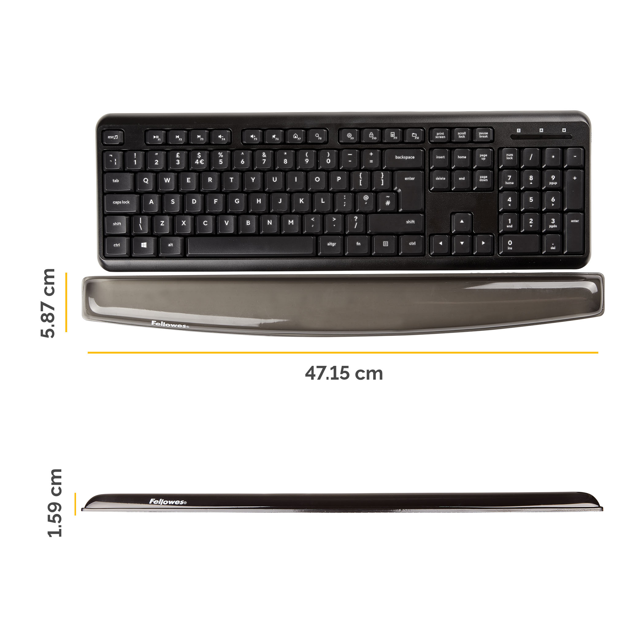 Suport Tastatura Si Incheieturi Negru Gel Crystal Fellowes