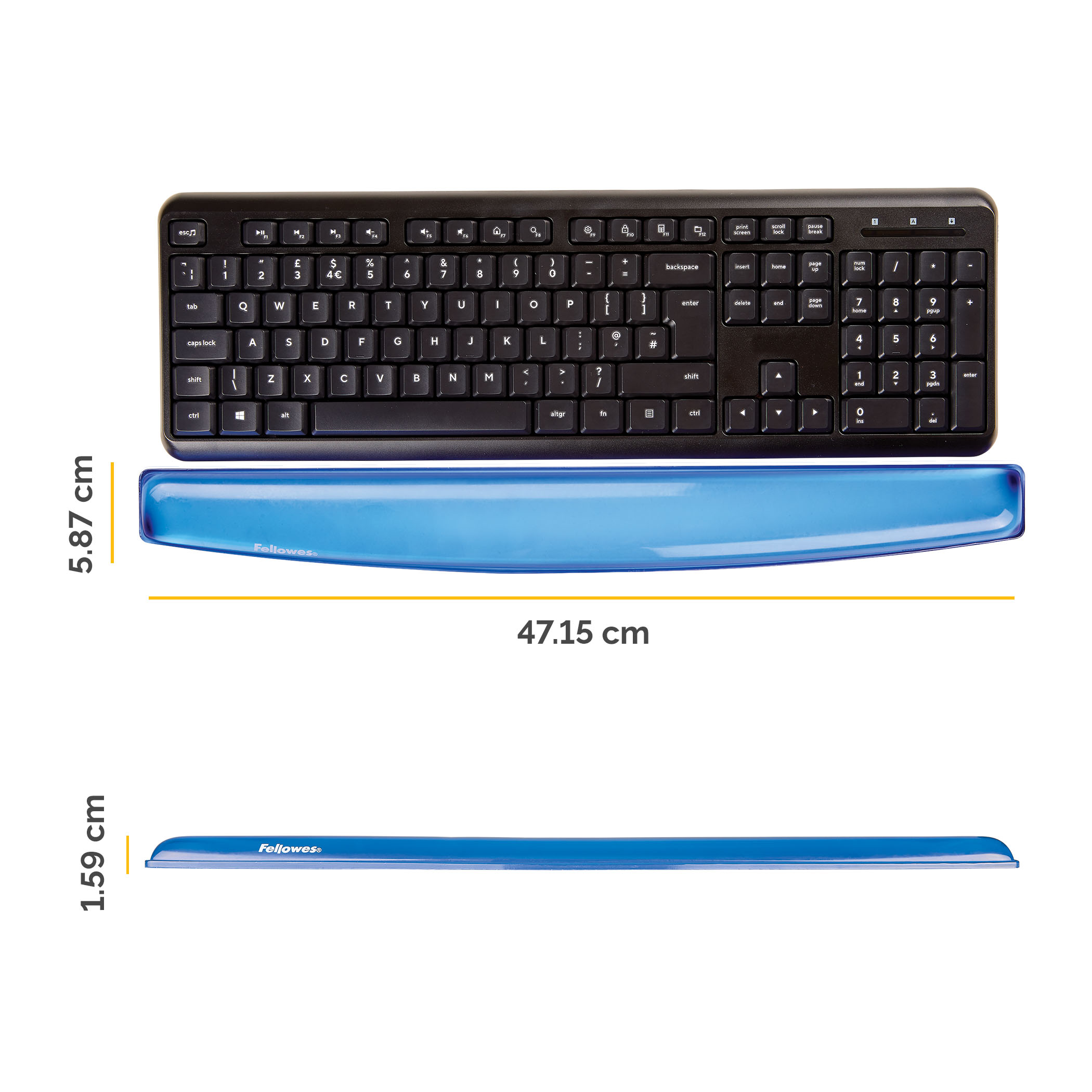 Suport Tastatura Si Incheieturi Albastru Gel Crystal Fellowes