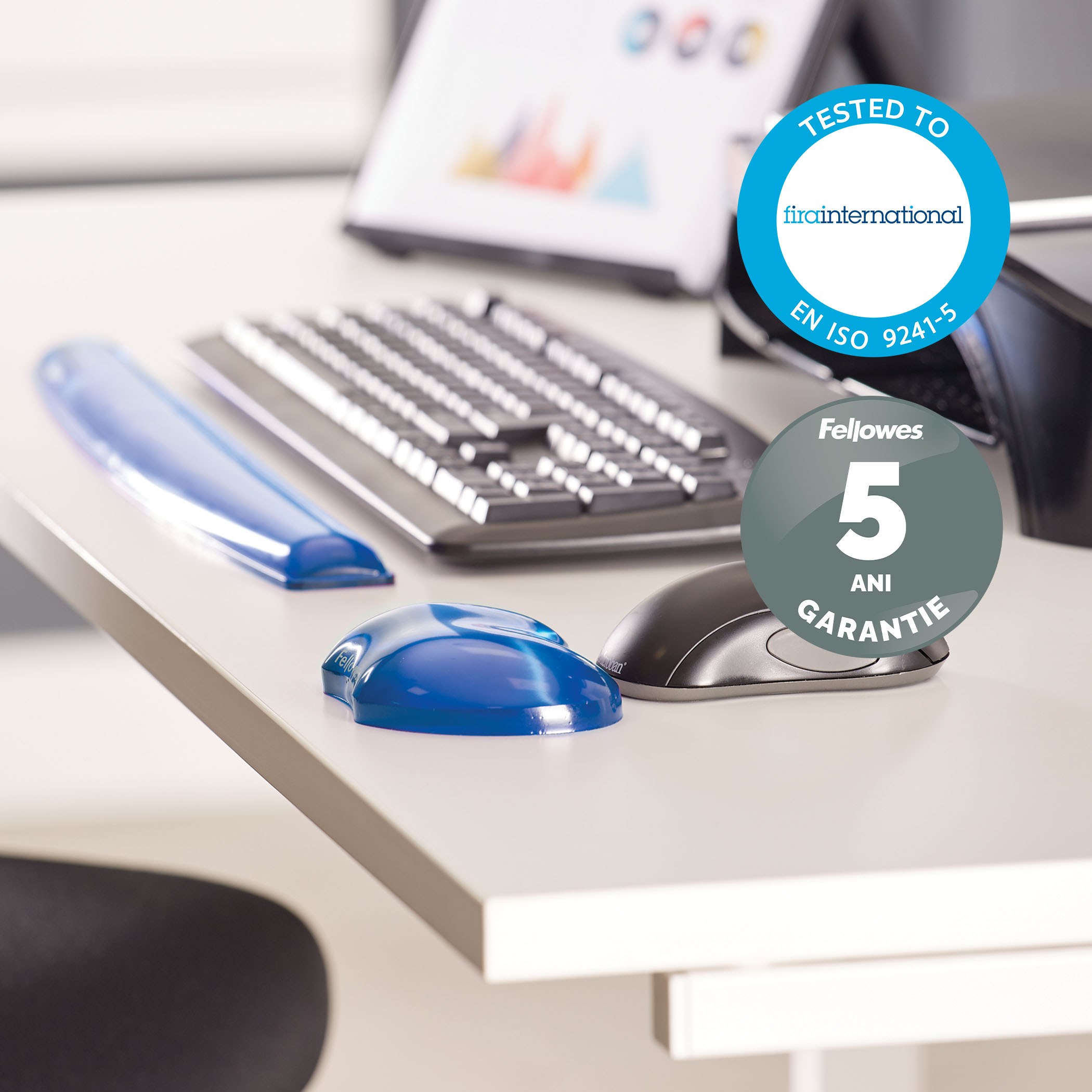 Suport Incheieturi Albastru Gel Crystal Fellowes