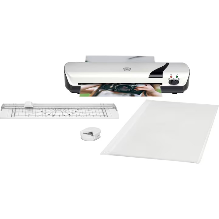 Set Craft Gbc 4 In 1 Alb,Laminator A4 Inspire+, Trimmer, Rounder, Folii Laminare A4