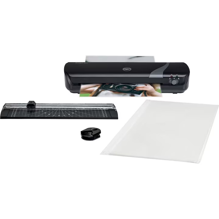 Set Craft Gbc 4 In 1 Negru,Laminator A4 Inspire+, Trimmer, Rounder, Folii Laminare A4