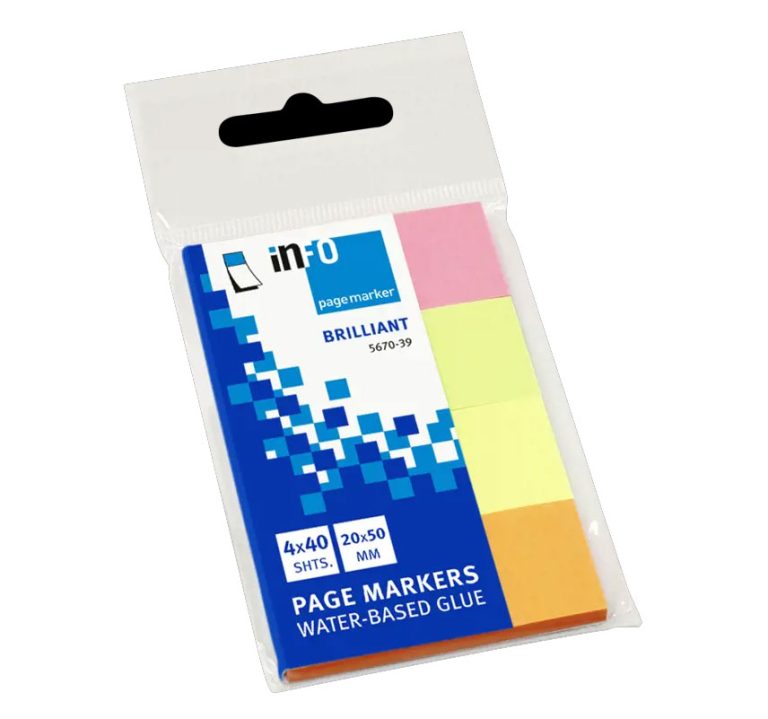 Index Adeziv Hartie 4*20*50mm 40 File 4 Culori Neon Info Notes