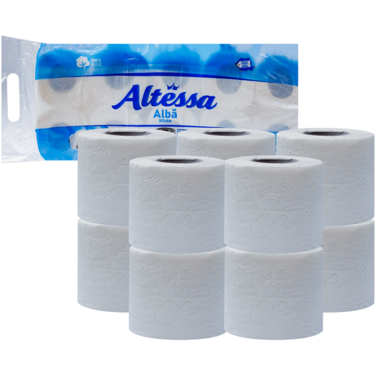 Hartie igienica Altessa, alba, 3 straturi, 18m/rola, 8 role/bax