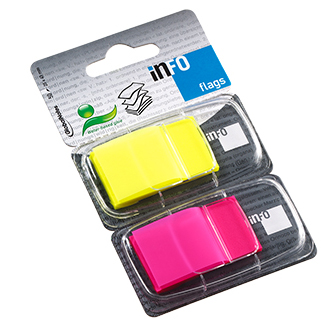 Index Adeziv Plastic 25*43mm 50 File Galben & Roz Info Notes