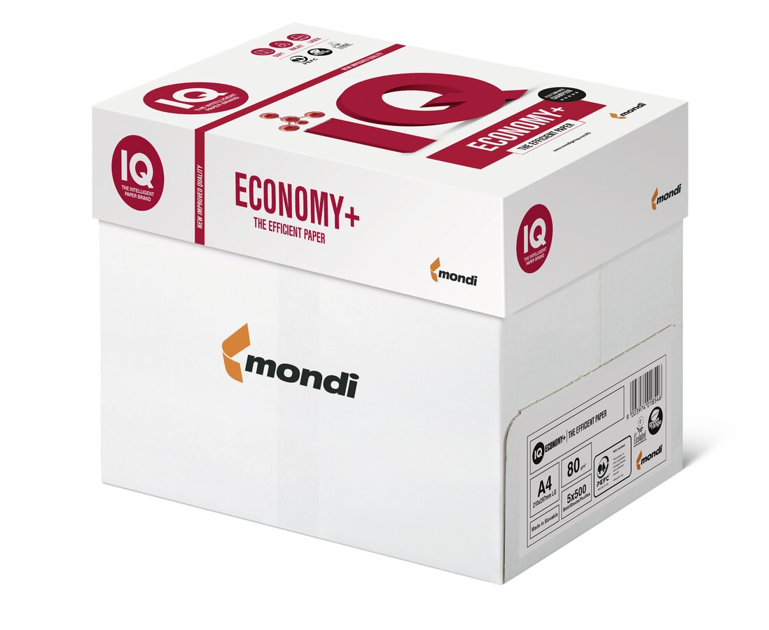 Hartie copiator Iq Economy+, A4, 80 g/mp, 500 coli/top