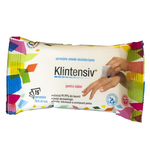 Servetele Umede Antibacteriene & Dezinfectante 15Buc Klintensiv