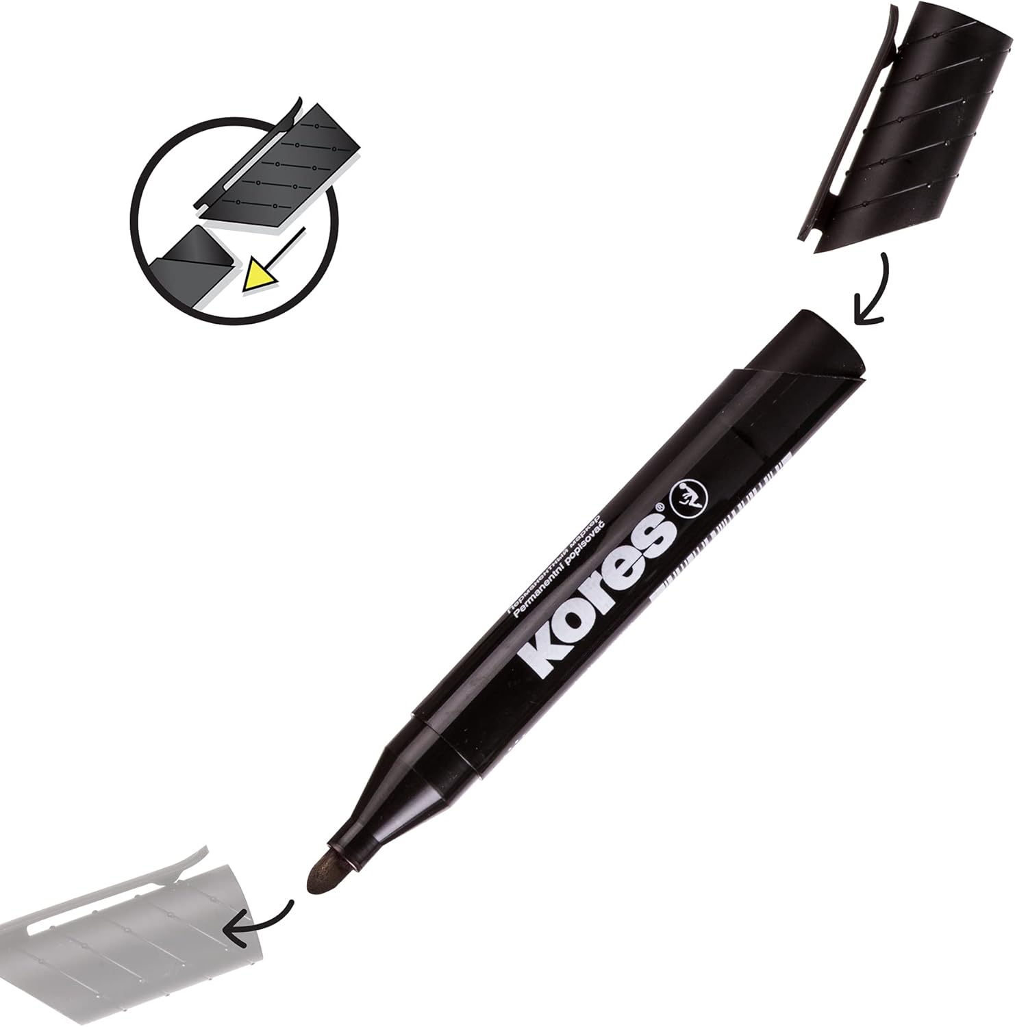 Marker Permanent Negru Varf Rotund 3mm Eco Kores