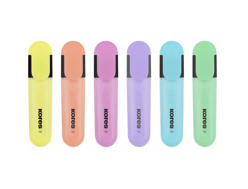 Textmarker Set 6 Pastel Cutie Plastic Kores