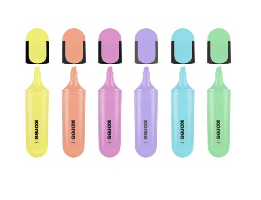 Textmarker Set 6 Pastel Cutie Plastic Kores