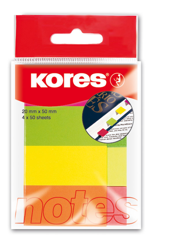Notes Adeziv 20*50mm 4 Culori*50 File Kores