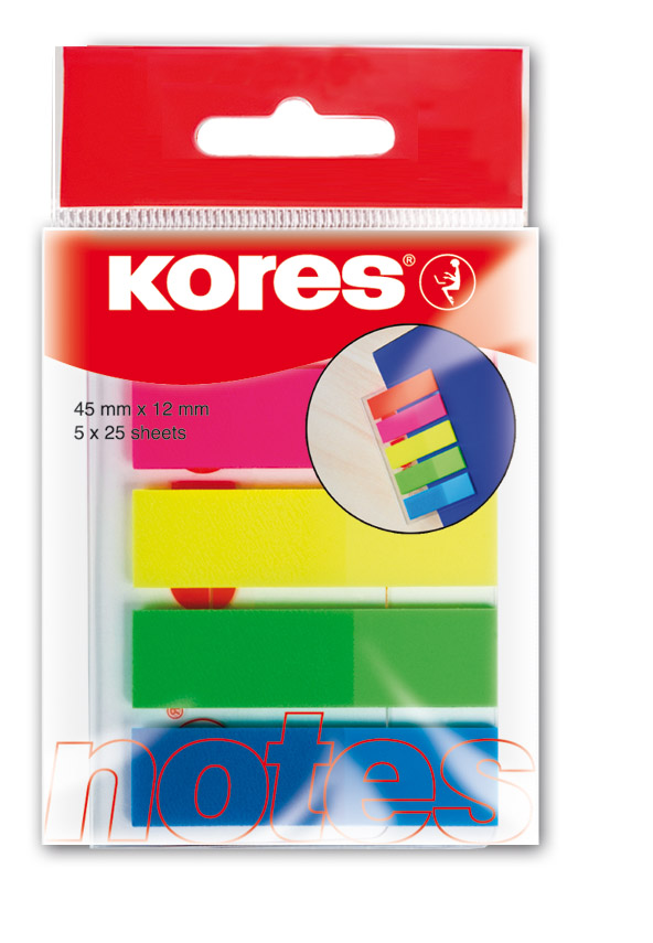 Index Plastic 12*45mm 5 Culori*25 File Kores
