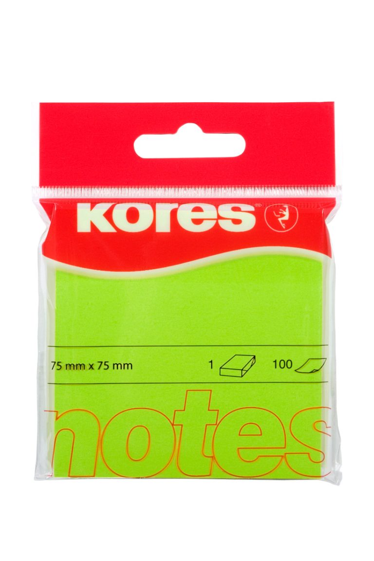 Notes Adeziv 75*75mm Verde Neon 100 File Kores