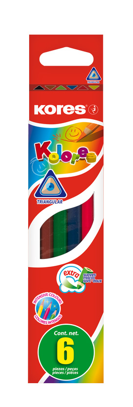 Creioane Colorate 6 Culori Triunghiulare Kores
