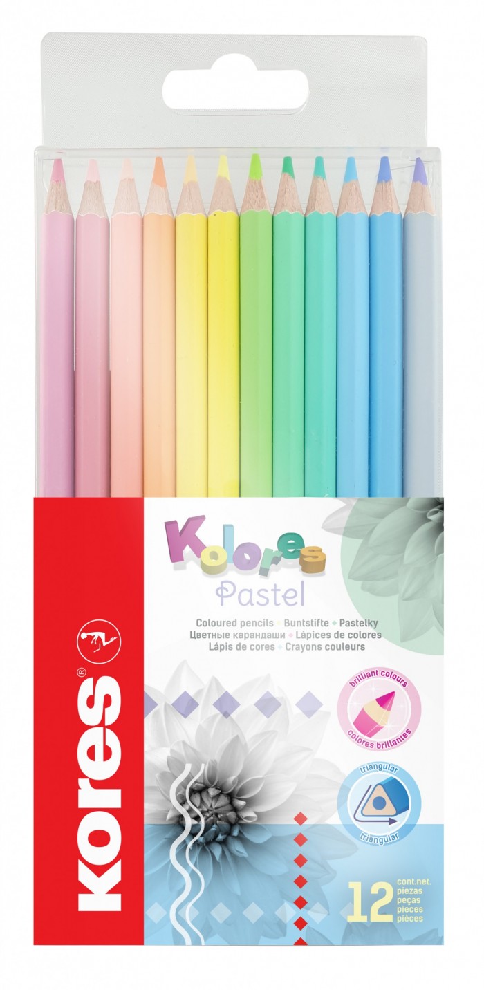 Creioane Colorate 12 Culori Pastel Kores