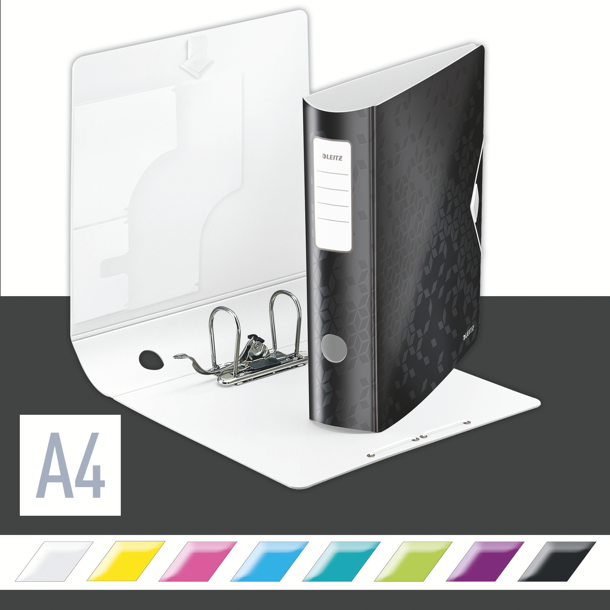 Biblioraft Plastifiat 8.2cm 180Grade Negru Active Wow Leitz