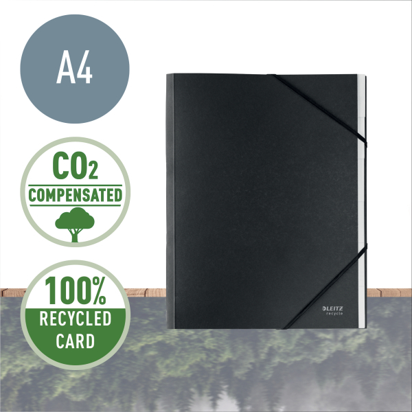 Mapa Carton Cu Elastic Neagra 6 Separatoare Recycle Leitz