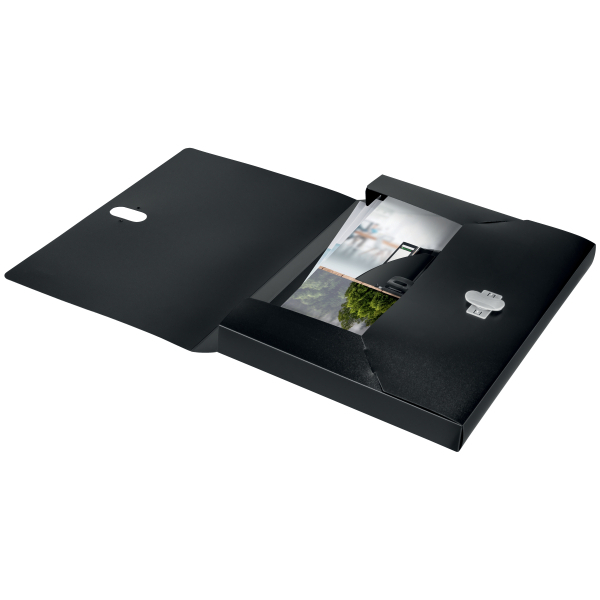 Mapa Plastic Cu Buton Neagra Jumbo Recycle Leitz