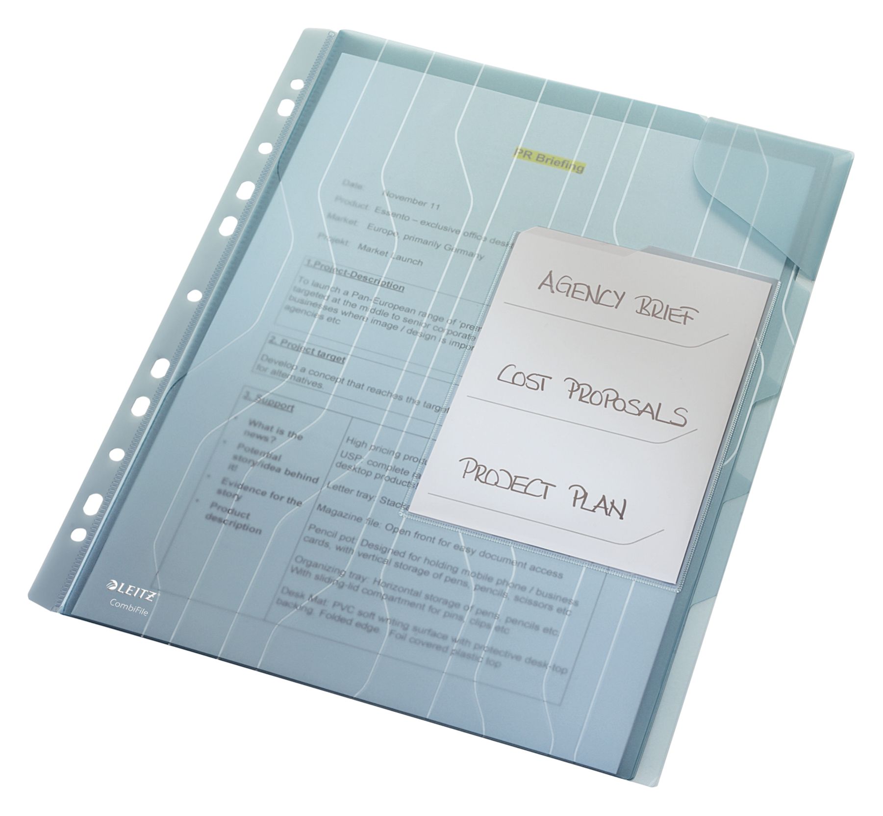 Mapa Plastic 3*20 Coli Albastra 3 Separatoare Comb Jumbo Leitz