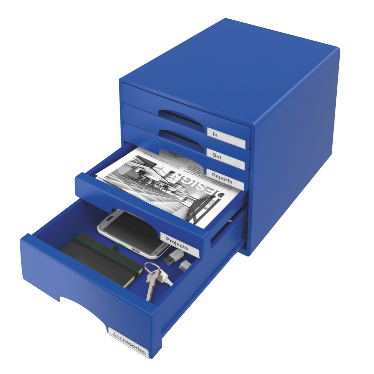 Cabinet 5 Sertare Albastru Plus Leitz