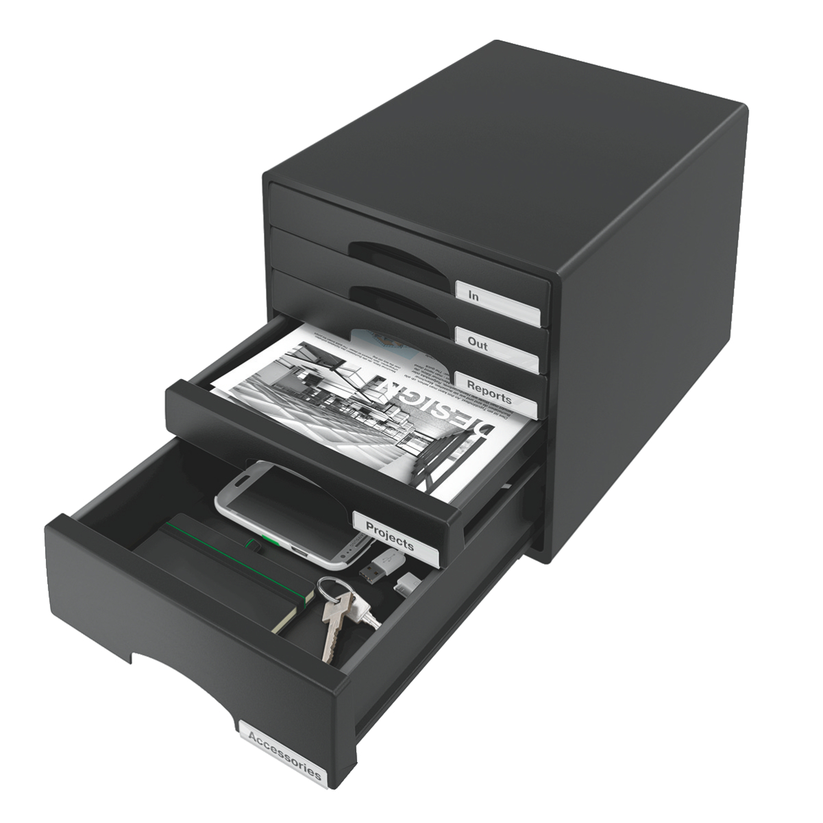 Cabinet 5 Sertare Negru Plus Leitz