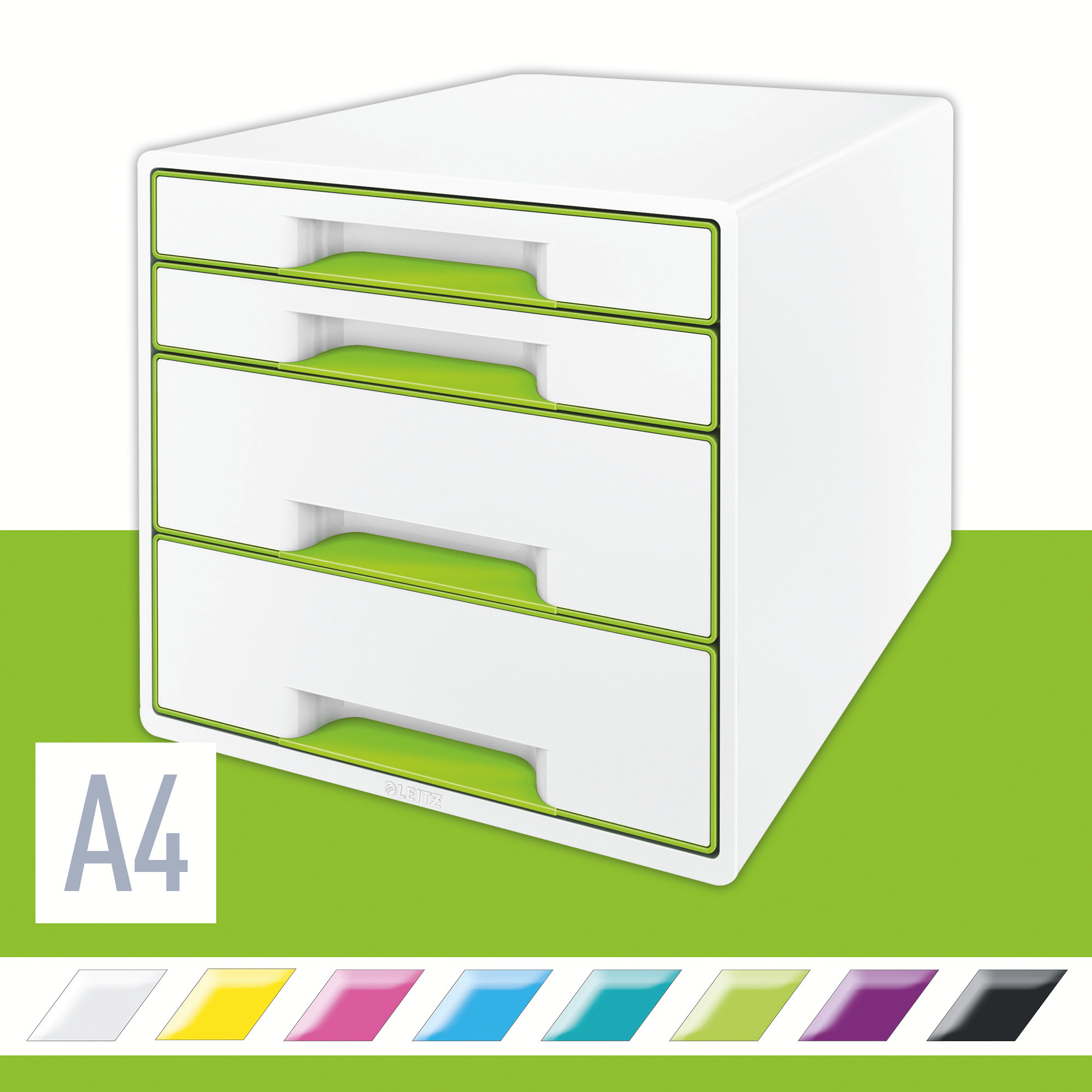 Cabinet 4 Sertare Alb/Verde Wow Leitz