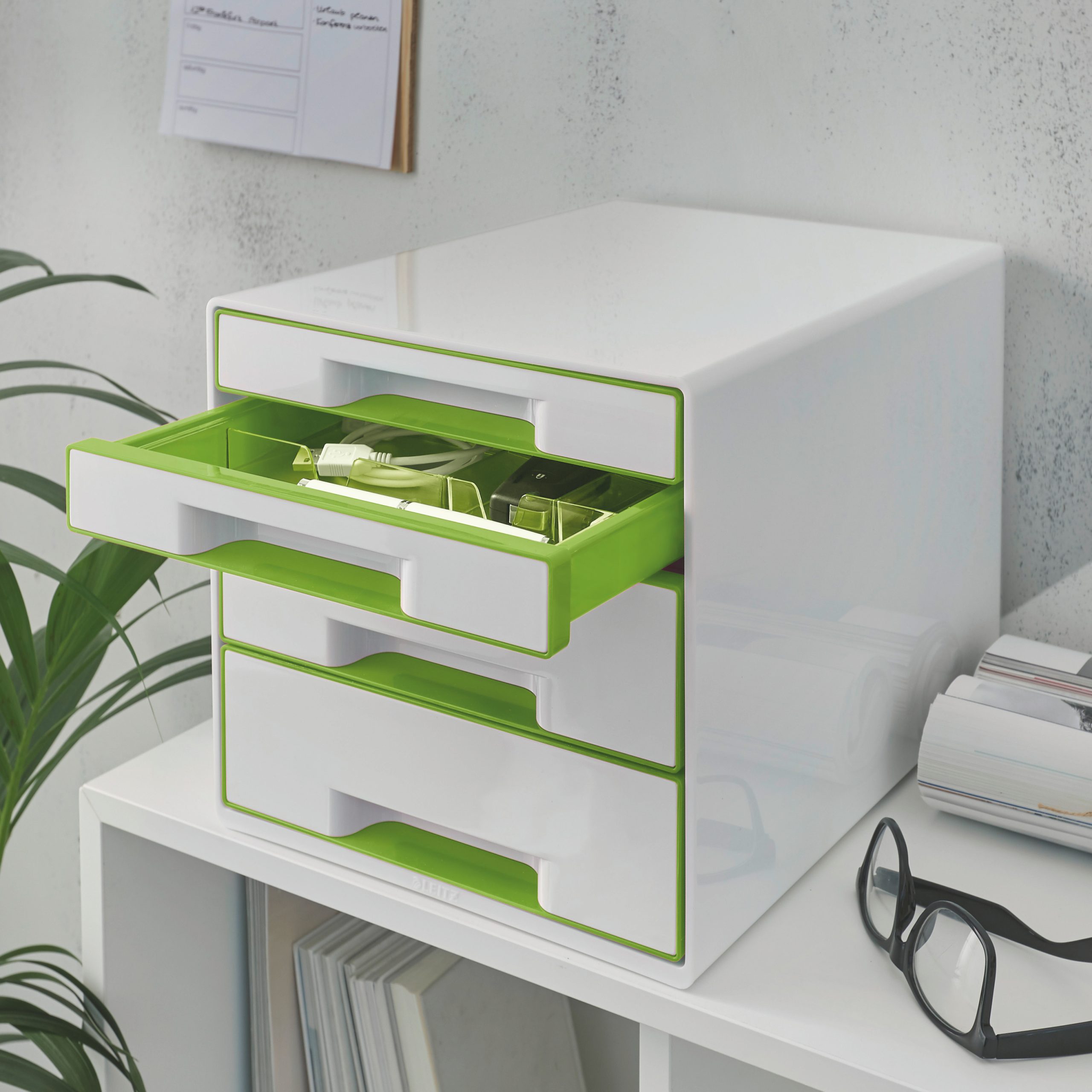 Cabinet 4 Sertare Alb/Verde Wow Leitz