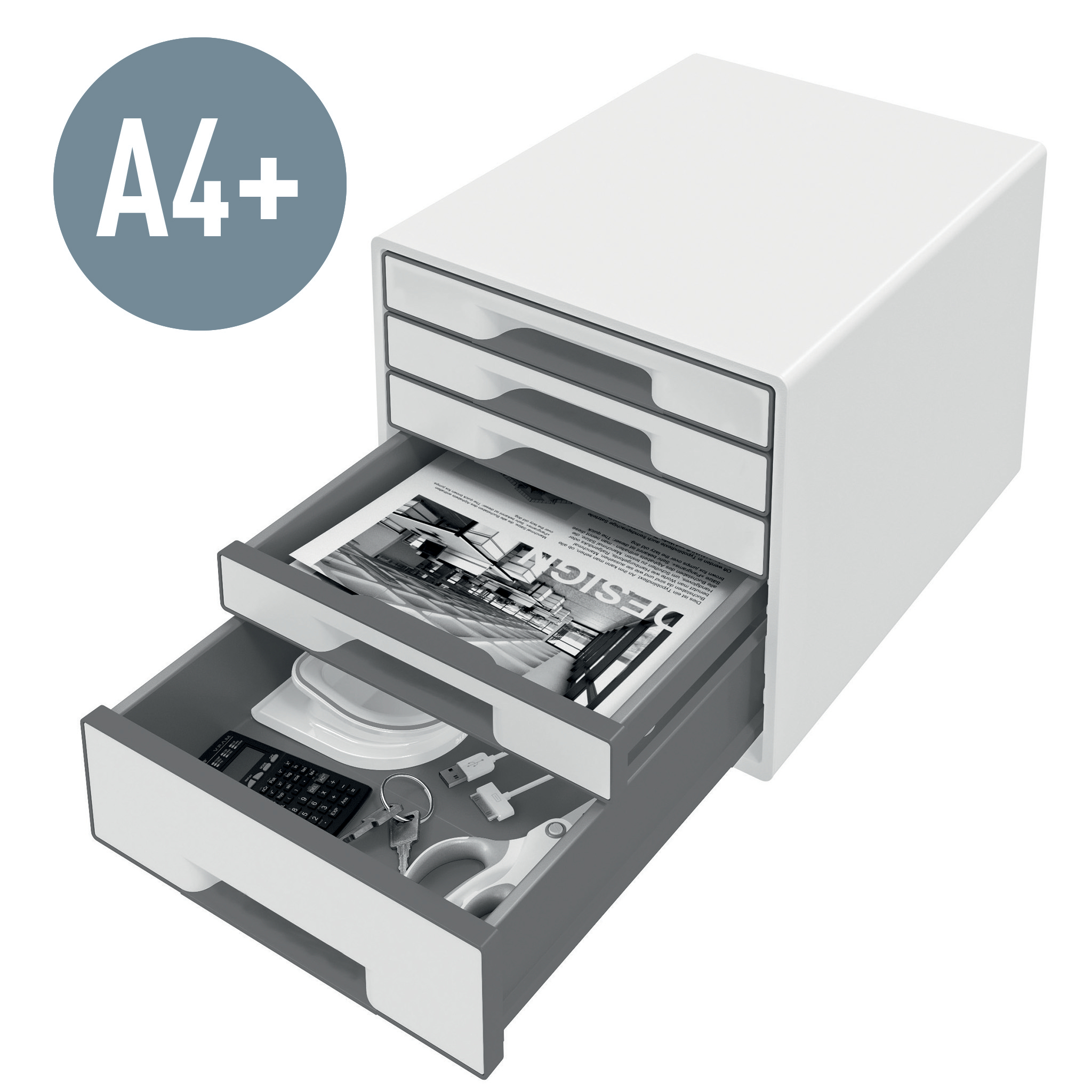 Cabinet 5 Sertare Alb/Rosu Wow Leitz