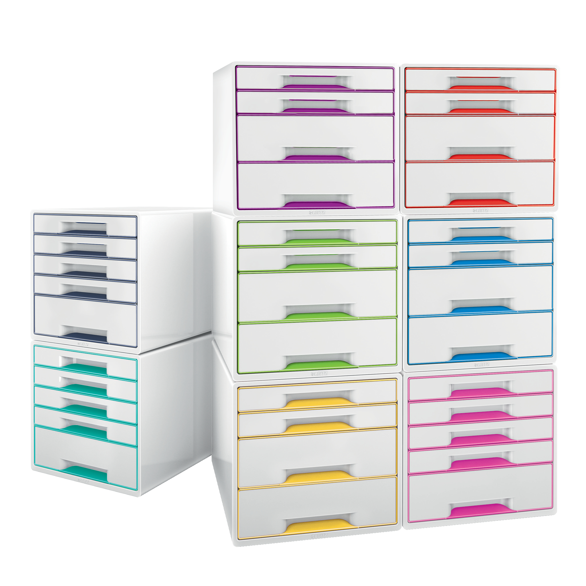 Cabinet 5 Sertare Alb/Rosu Wow Leitz