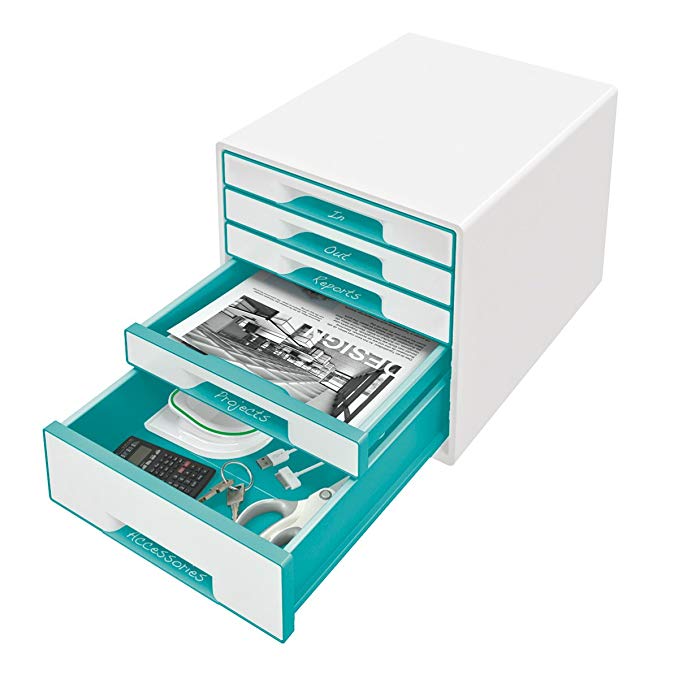 Cabinet 5 Sertare Alb/Turcoaz Wow Leitz