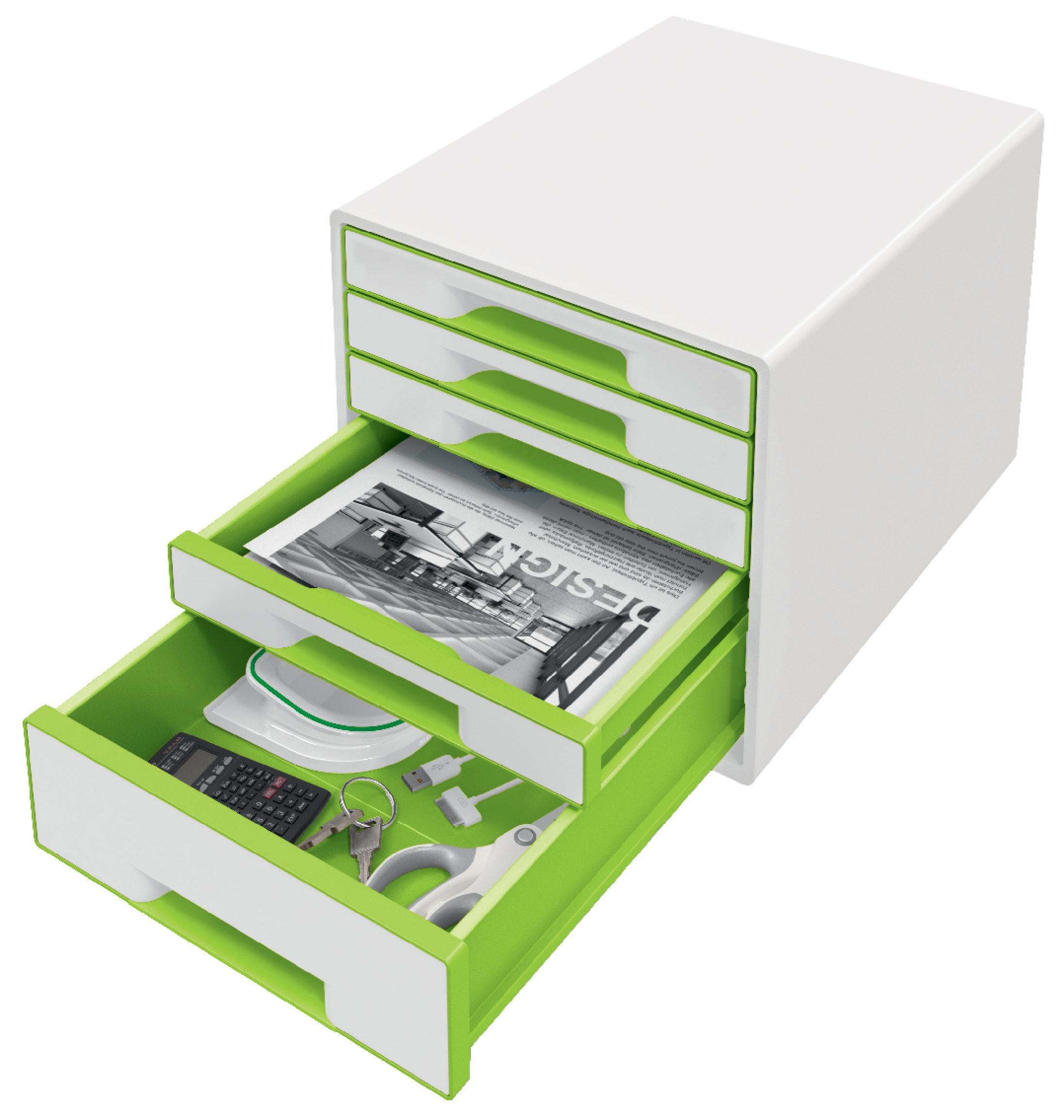 Cabinet 5 Sertare Alb/Verde Wow Leitz