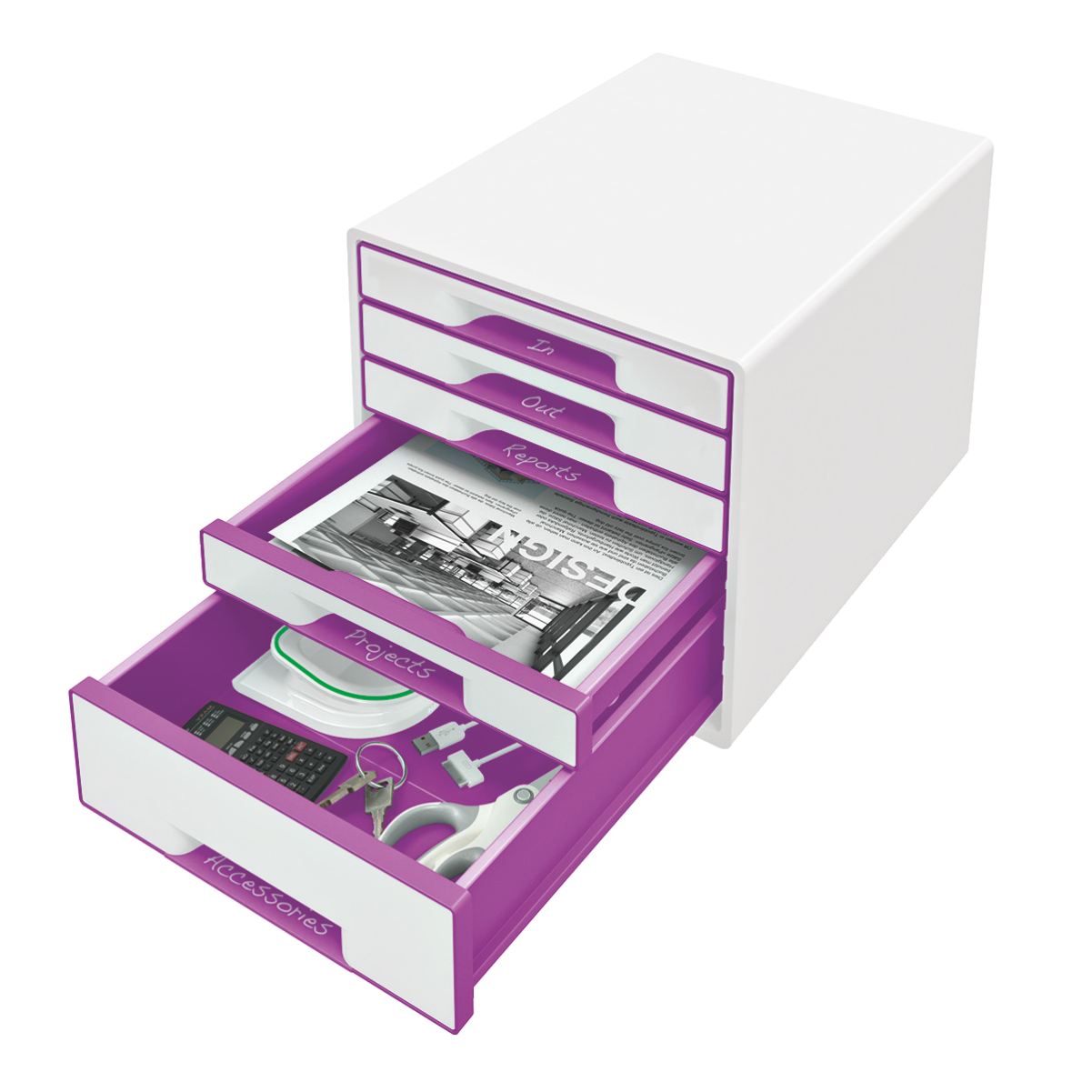 Cabinet 5 Sertare Alb/Mov Wow Leitz