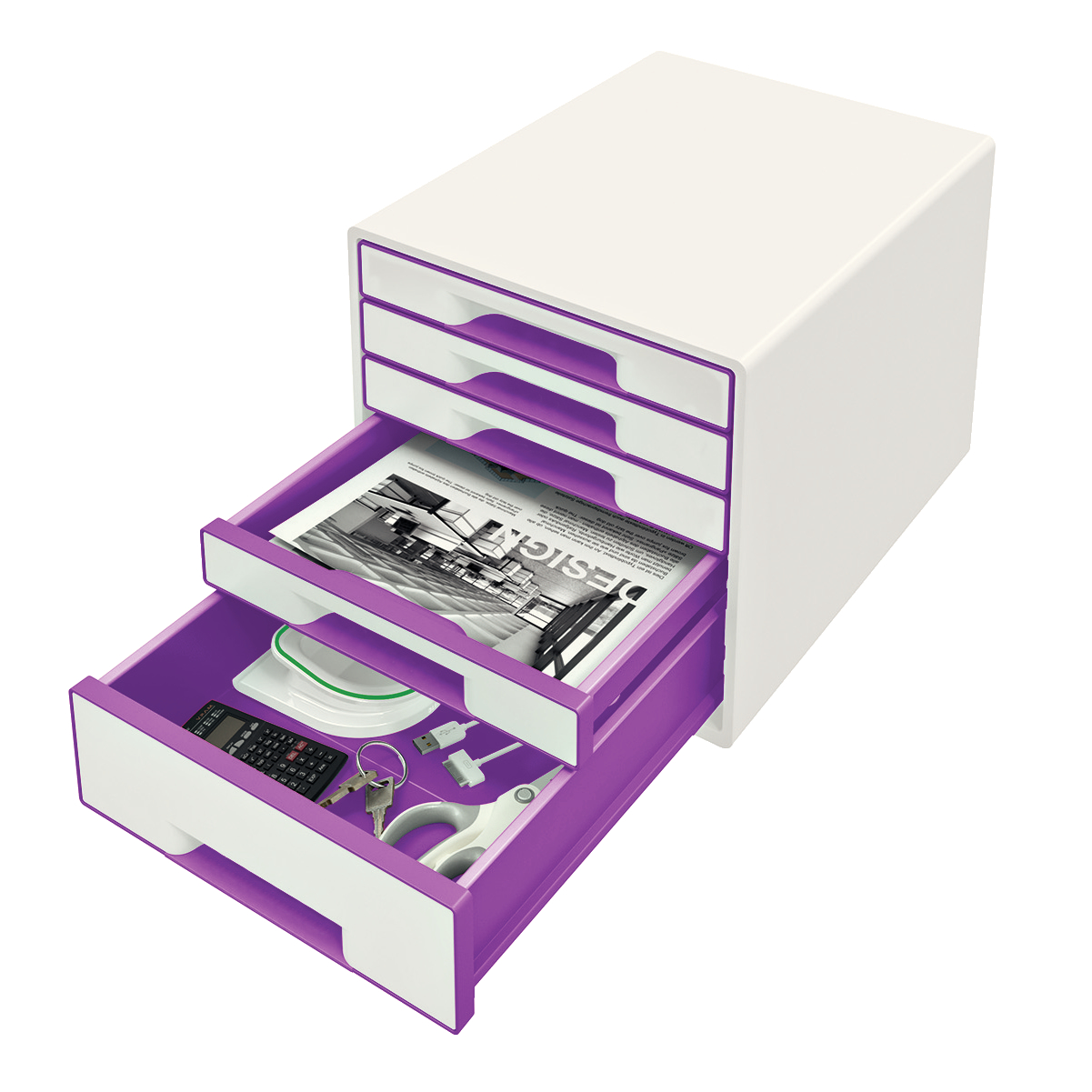 Cabinet 5 Sertare Alb/Mov Wow Leitz