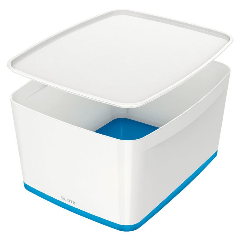 Cutie Depozitare Cu Capac Mare Alb/Albastru Mybox Leitz