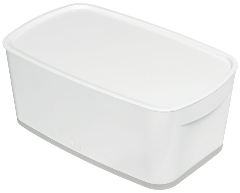 Cutie Depozitare Cu Capac Mica Alb/Gri Mybox Leitz