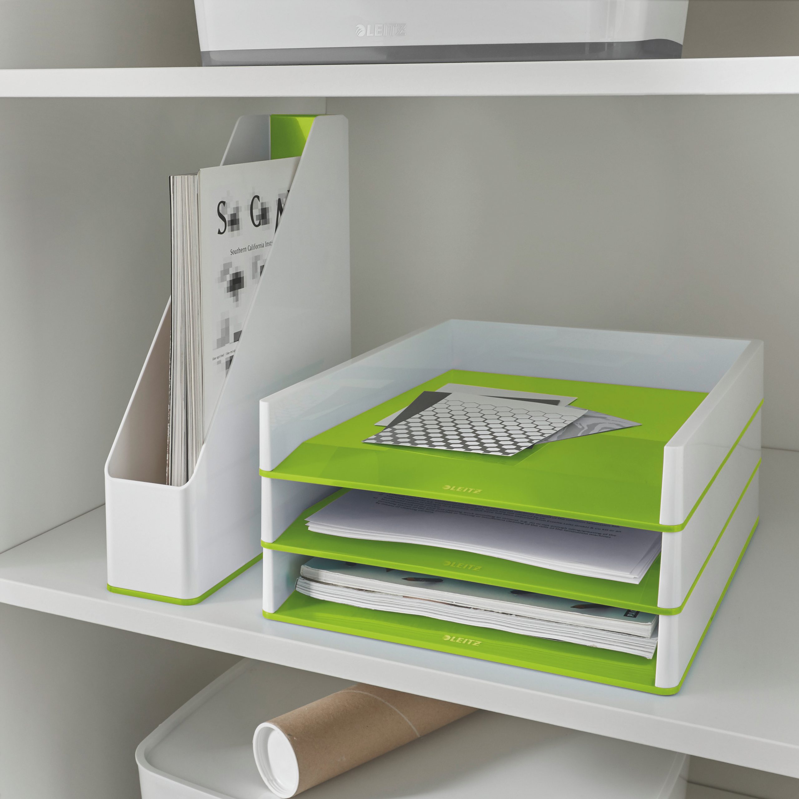 Suport Documente Plastic Verde Metalizat/Alb Wow Leitz