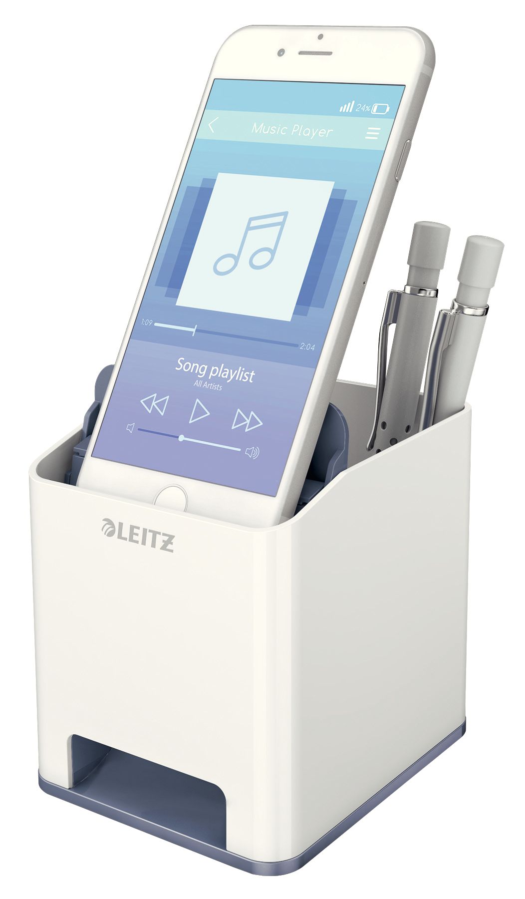 Suport Instrumente Scris Amplif Sunet Alb Perlat Leitz