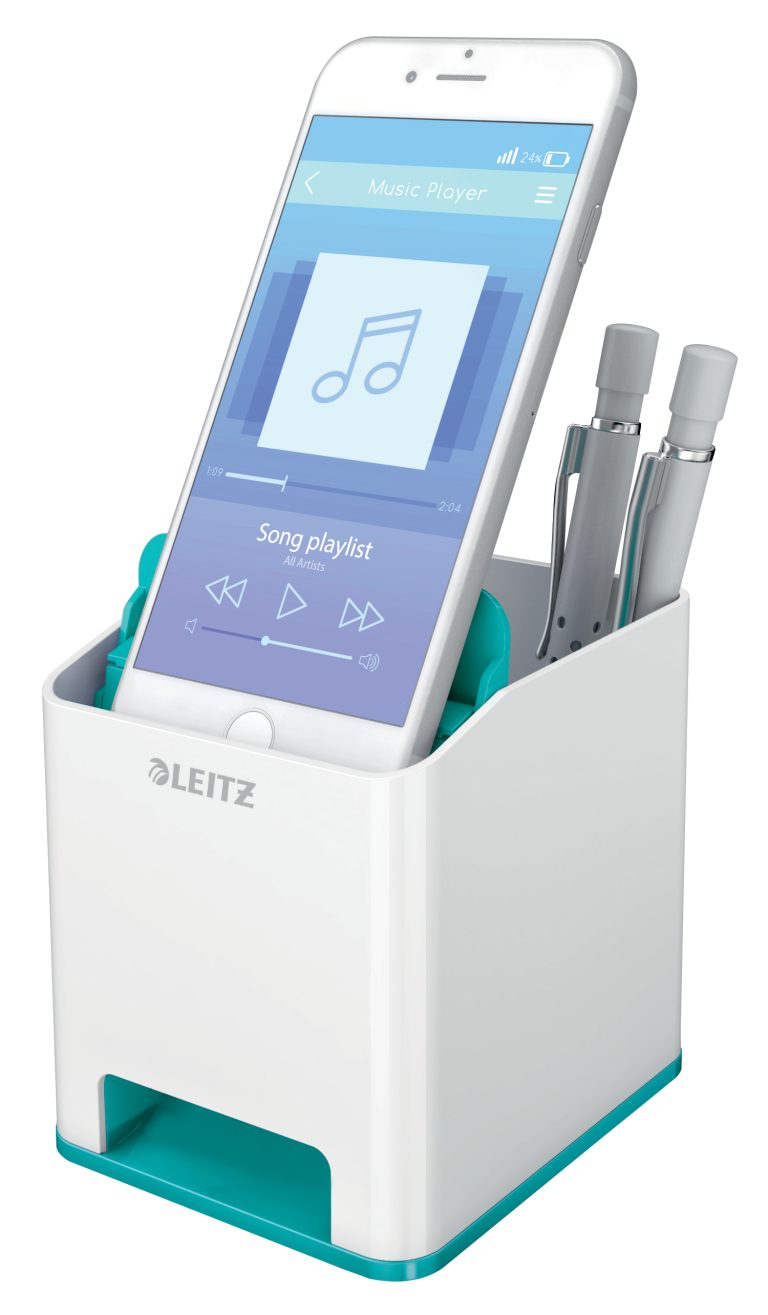 Suport Instrumente De Scris Amplif Sunet Turcoaz/Alb Wow Leitz