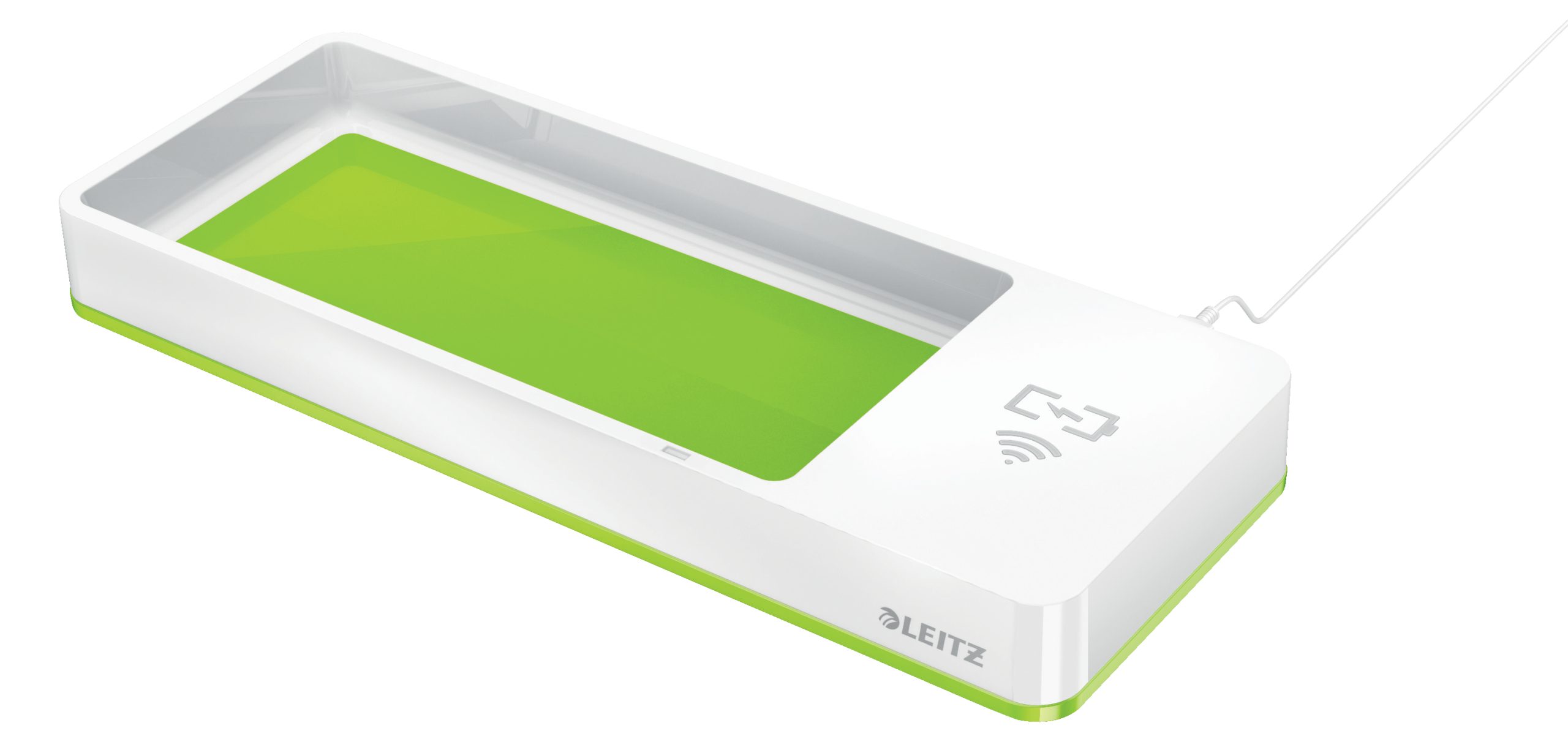 Suport Birou Cu Incarcator Inductie Verde Metaliz/Alb Wow Leitz