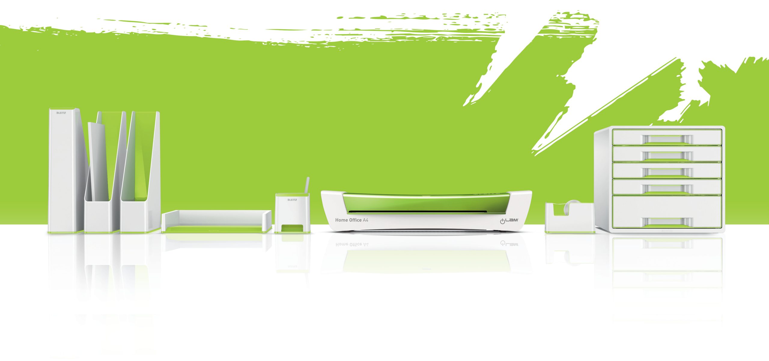 Suport Birou Cu Incarcator Inductie Verde Metaliz/Alb Wow Leitz