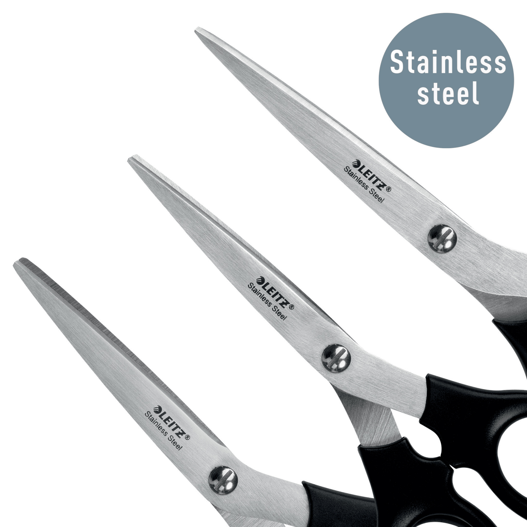 Foarfeca Birou Set 3(16.5, 18,5 & 20cm) Neagra Otel Inoxidabil Leitz