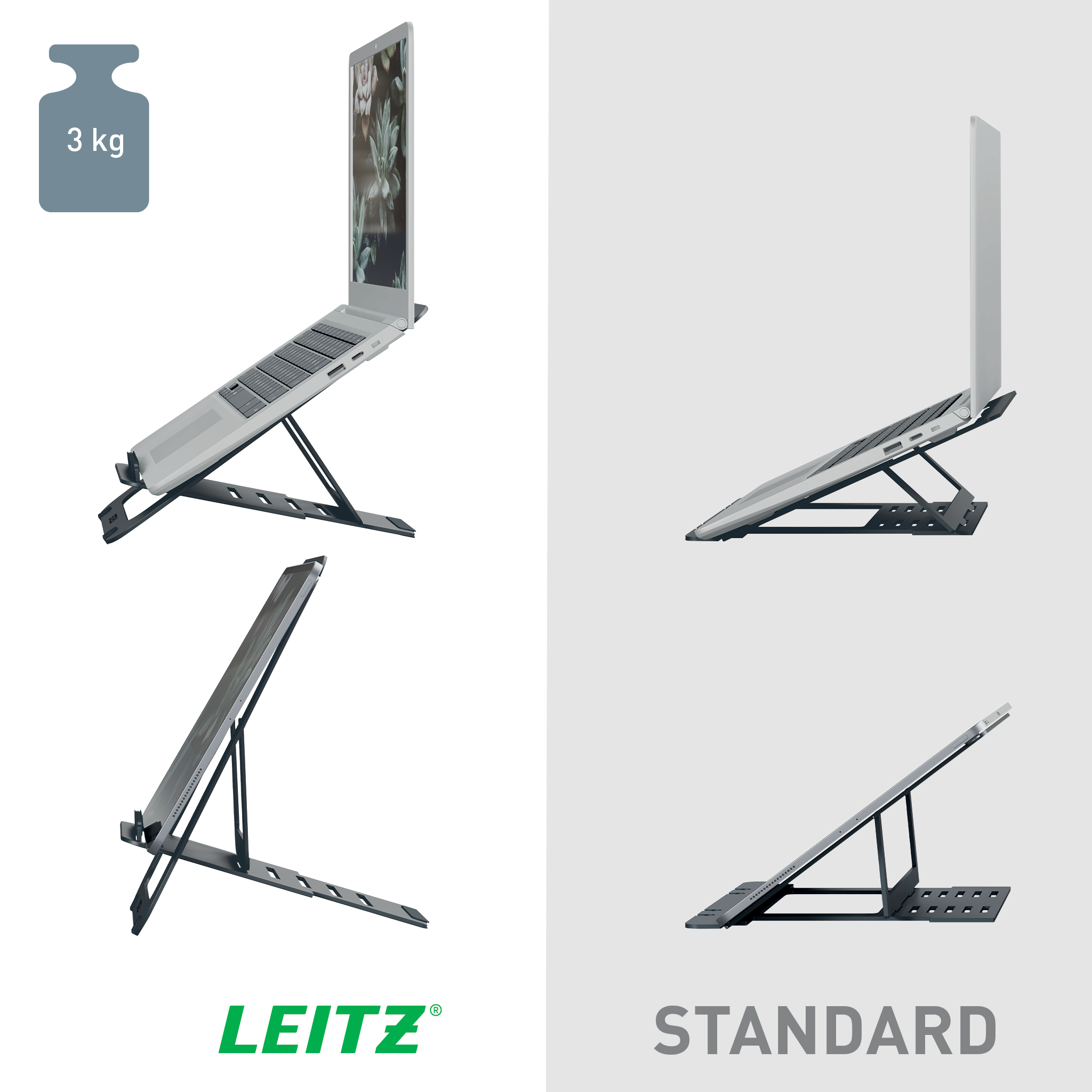 Suport Ergonomic Pentru Laptop Ajustabil Gri Carbune Slim Leitz