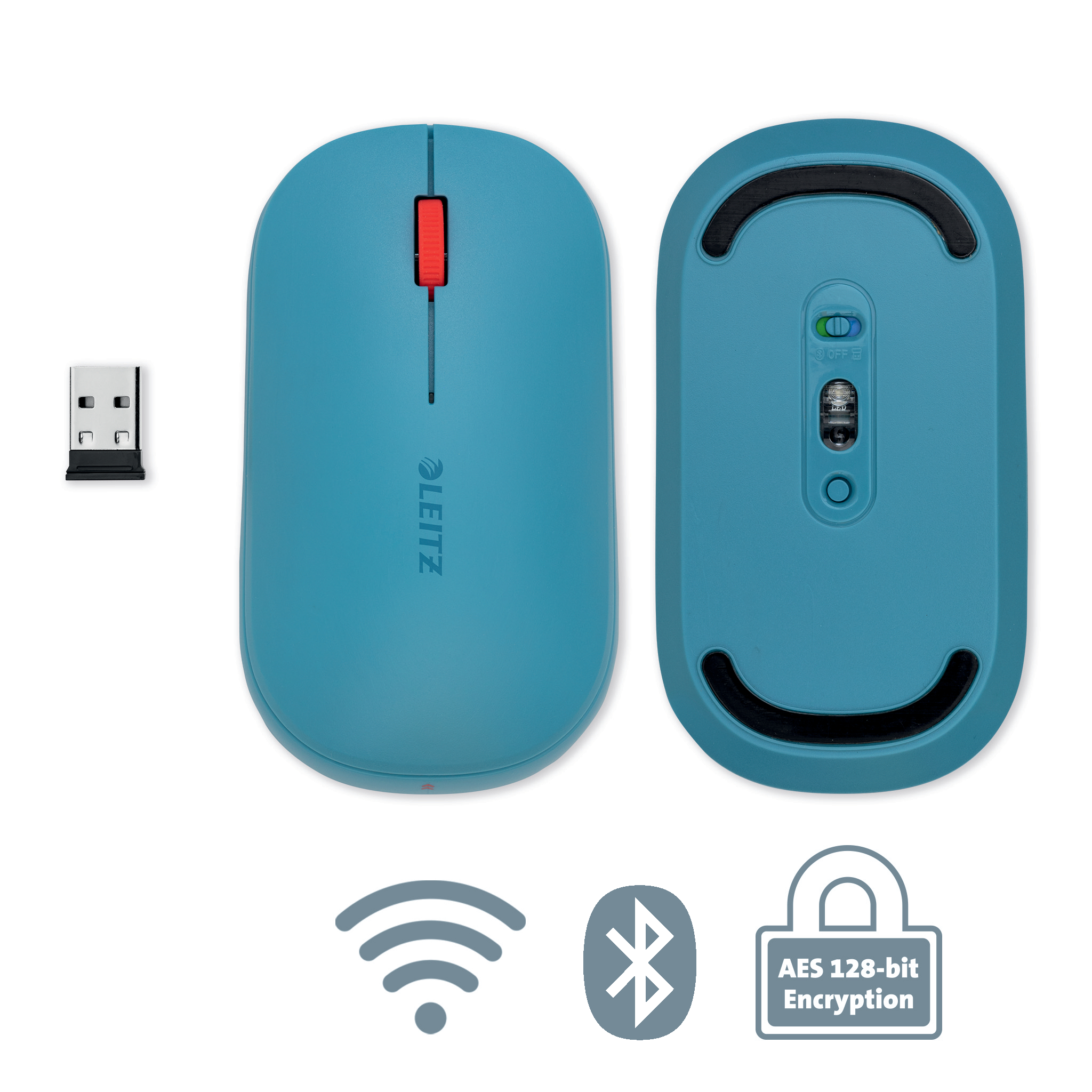 Mouse Optic Conexiune Duala Albastru Celest Cosy Leitz