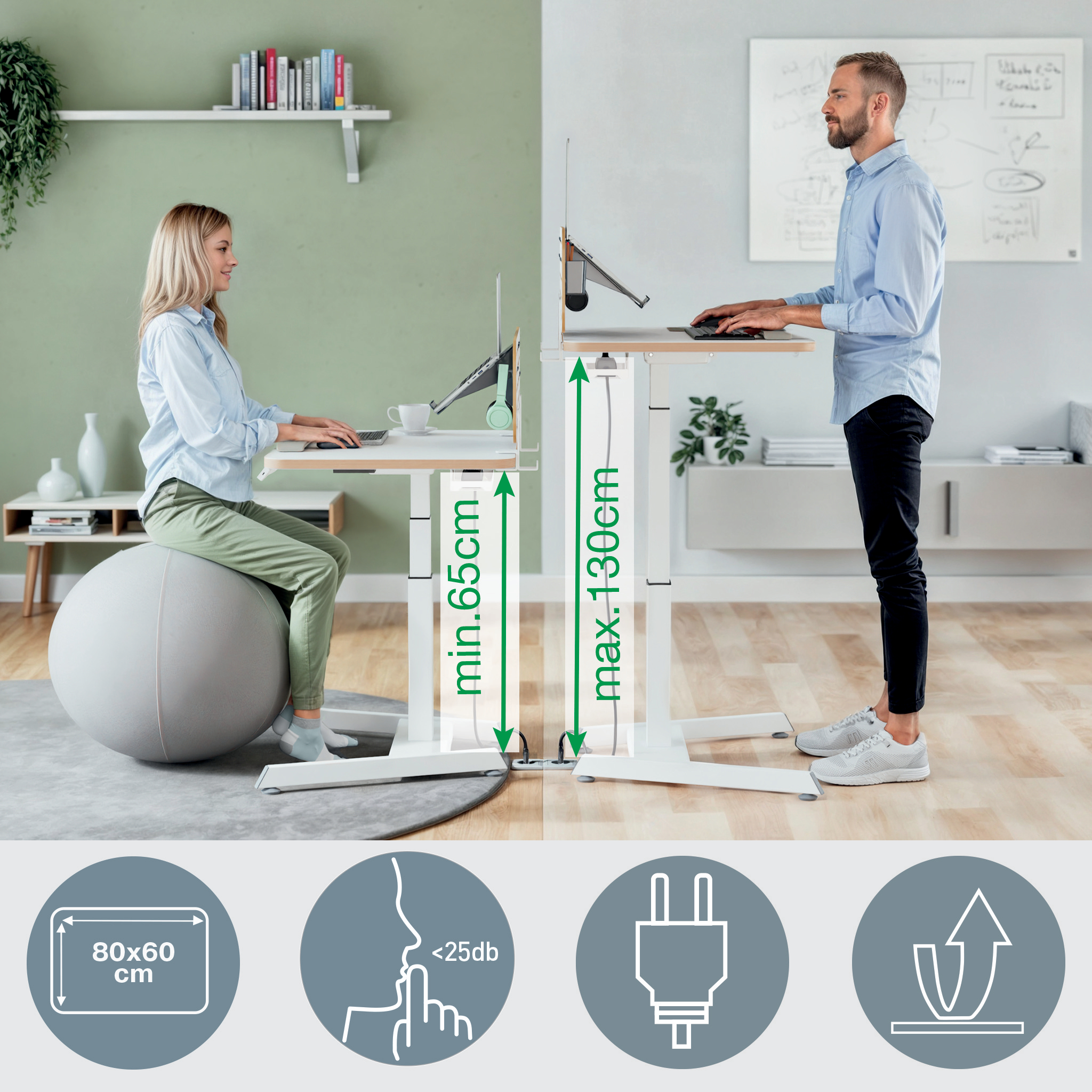 Birou Ergonomic Electric Ajustabil Pe Inaltime Ergo Leitz