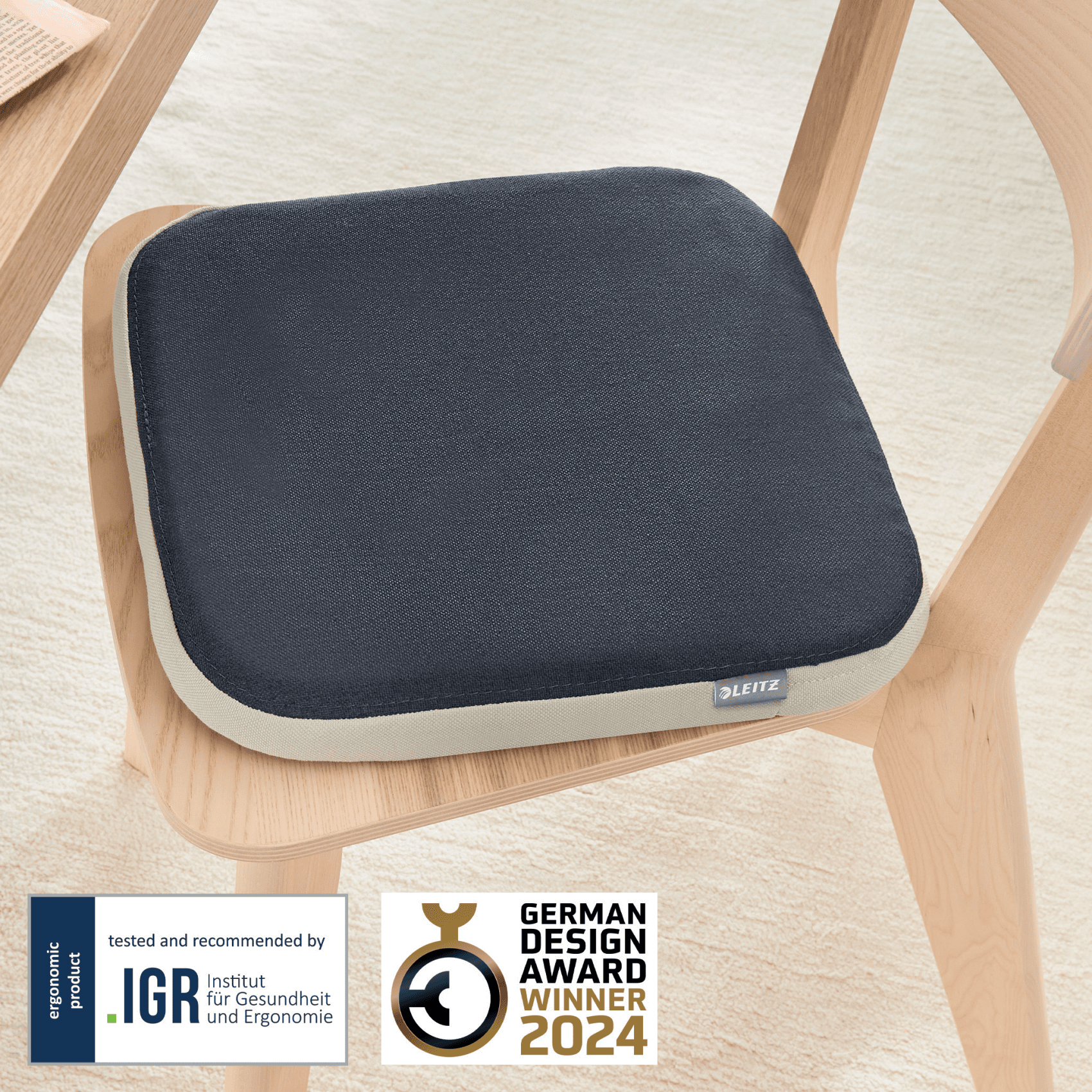 Pernuta Ergonomica Scaun Gri Carbune Husa Lavabile Ergo Leitz