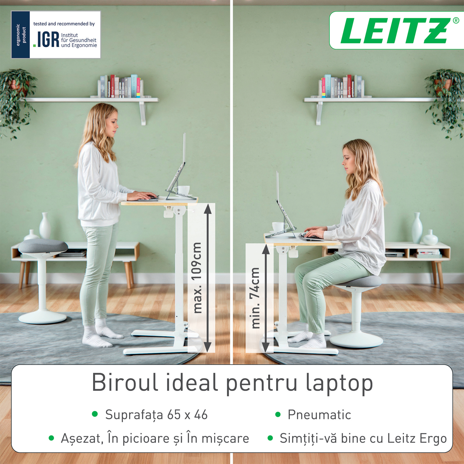 Birou Ergonomic Pliabil Ajustabil Pe Inaltime Ergo Leitz